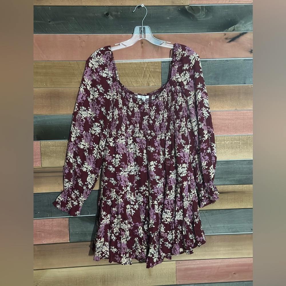 Smocked Floral Ruffle Hem Dress – Fall Boho Style - Picture 2 of 7